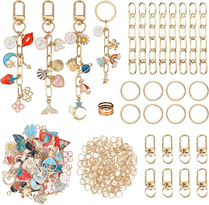 Starry 105Pcs Keychain Making Kit DIY Bag Charm Kit 30 Charms 8 Keychain Clips by Unknown