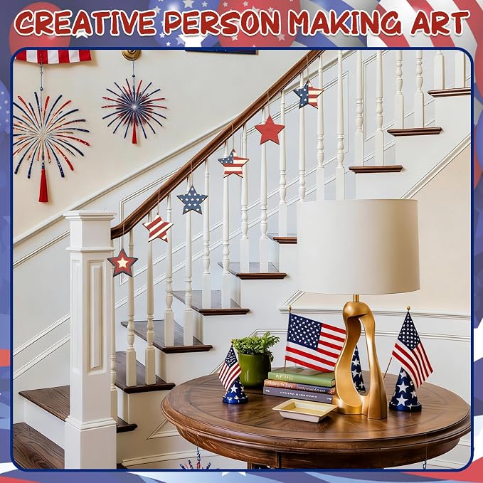 COCHIE 4th of July Stars Wood Crafts to Paint Set of 24, Memorial Day - Image 7