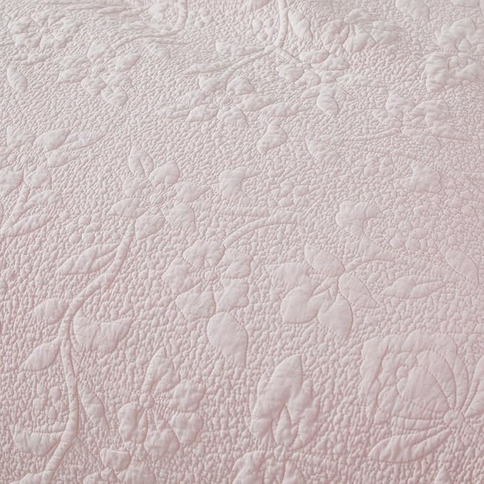 Brandream Light Pink Quilt Set King Size Cotton Shabby Chic Bedding Matelasse - Image 4