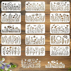 INFUNLY 15Pcs Wildflowers Wall Stencil by INFUNLY