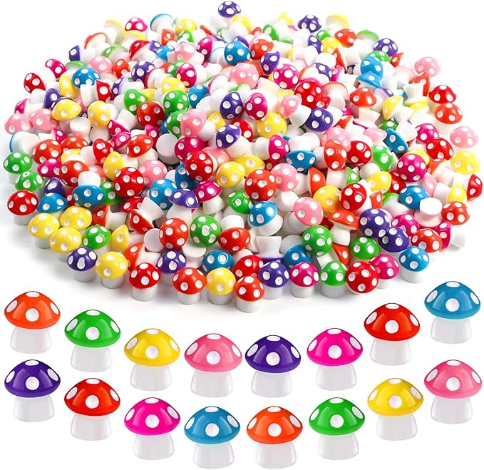 DIYDEC 100pcs Mini Resin Mushroom 8 Colors Small Mushrooms Figures Tiny Resin by DIYDEC