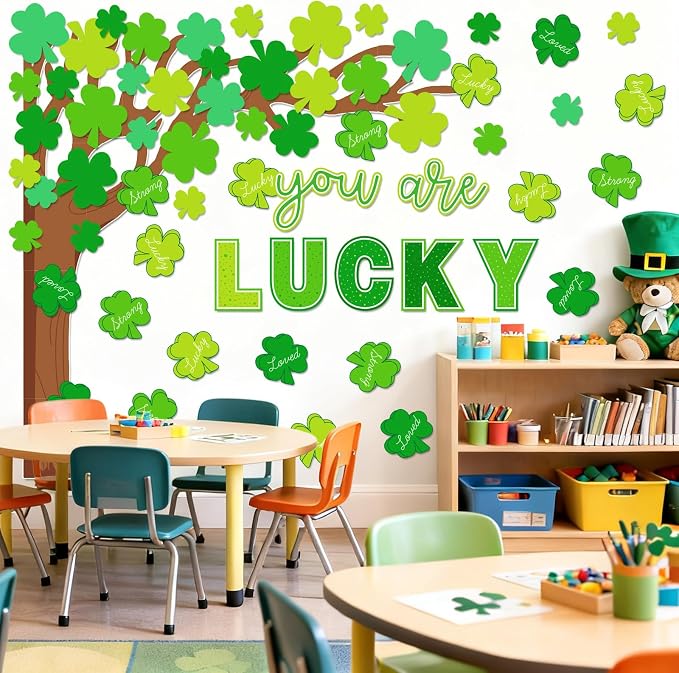 Whaline 99 Pcs St. Patrick's Day Tree Bulletin Board Decoration Green Shamrock - Image 5