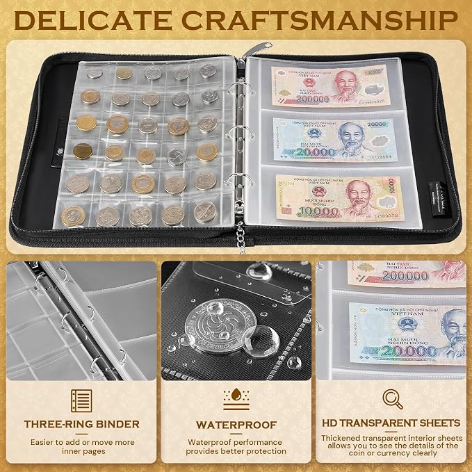 Coin Collection Book Holder for Collectors, Fireproof Coin Collection Supplies - Image 5