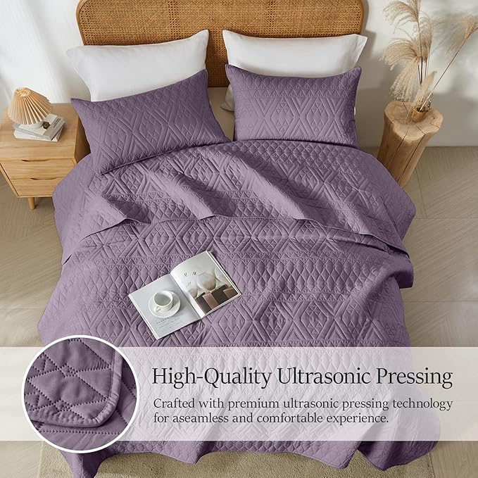 akkialla Full/Queen Quilt Set, Boho Geometric Pattern, Soft All-Season Bedding - Image 3