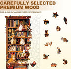 Animal Cozy Bookshelf Puzzles Adults Gifts Wooden 80 Pieces 8.5 * 5.3in - Image 3