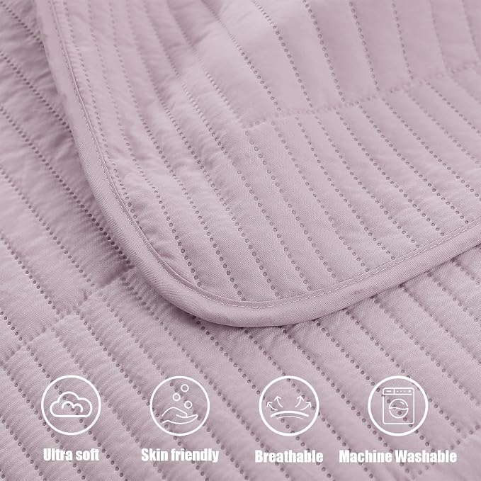Whale Flotilla Ultra Soft King Quilt Bedding Set, Lightweight Microfiber Lilac - Image 9