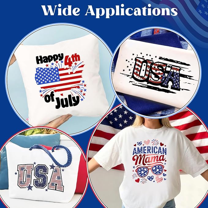 Tintnut Patriotic Flag Glitter Heat Transfer Vinyl, Independence Day theme - Image 6