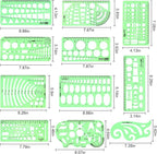 11PCS Geometric Drawings Templates, Drafting Stencils Measuring Tools, - Image 2