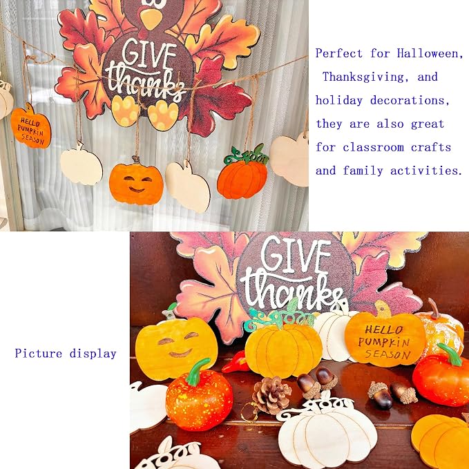 48PCS Unfinished Wood Pumpkin Cutouts - Image 5