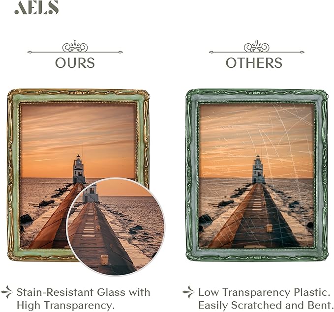 AELS 8x10 Inch Vintage Picture Frame, Elegant Antique Photo Frames - Image 3