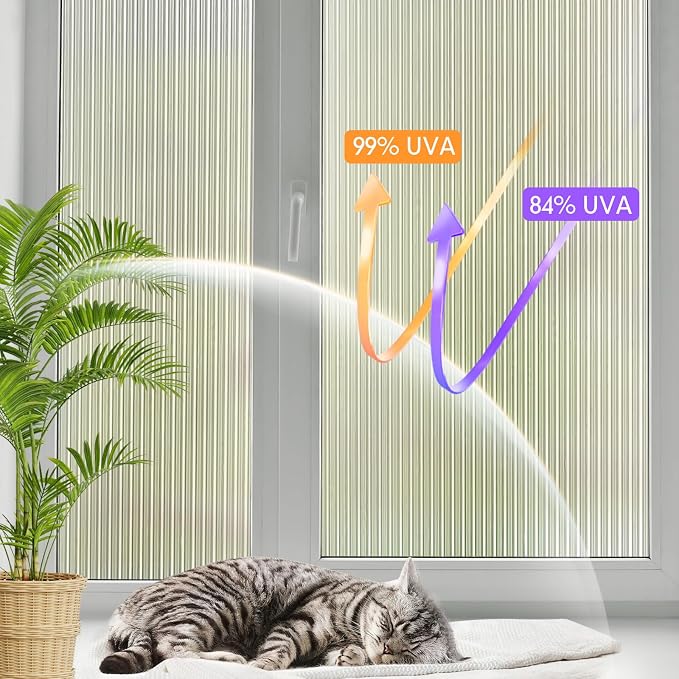 STATINT Reeded Glass Window Privacy Film 3D Decorative Frosted Non Adhesive UV - Image 2