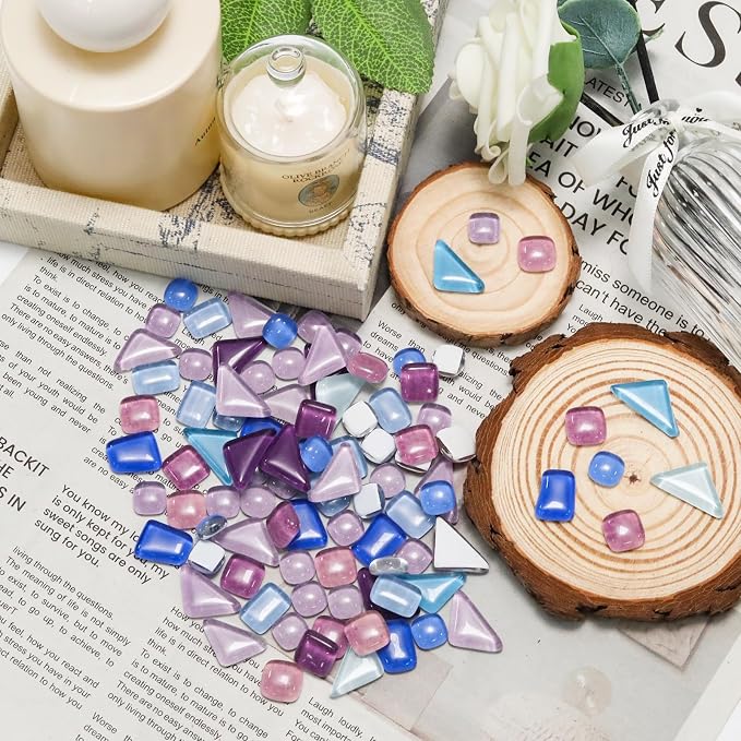 200g Assorted Colors Irregular Crystal Glass Mosaic Tiles, Colorful Glass - Image 4