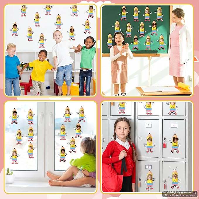 60Pcs Pencil Photo Paper Cutouts Pencils Bulletin Board Decor Pencil DIY Photo - Image 4
