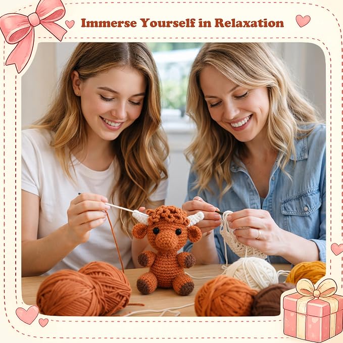 HOUSE CREATIVITY Crochet Kit for Beginners, Make a Highland Cow, Amigurumi - Image 7