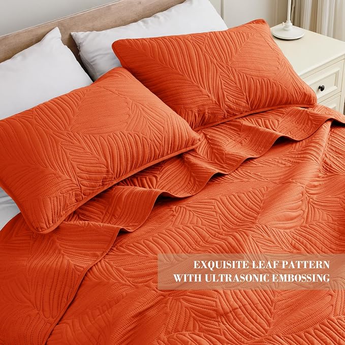 Exclusivo Mezcla California King Quilt Bedding Set, Lightweight Burnt Orange - Image 3