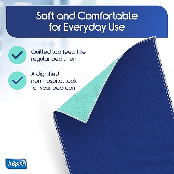 Inspire Waterproof Mattress Protector, Dark Colored to Hide Stains, Extra Large 34 x 54, Quilted Bed Pad for Incontinence Washable, for Adults and Kids