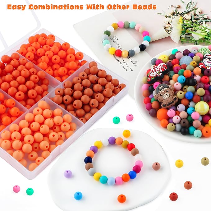 300Pcs Silicone Beads 9mm Mix Color, Bulk Silicone Beads 9mm - Image 5