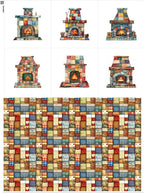 Patchwork Fireplace Cotton Fabric Panel – 6 Designs + Bonus Sheet 29.5×19.6 inch by FabricsTown