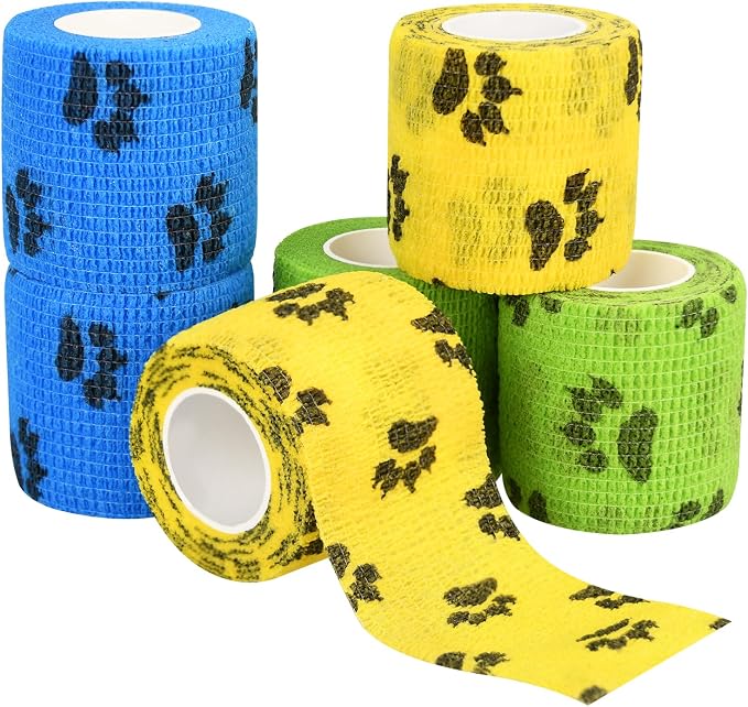 6pcs 2" Self Adhesive Bandage Wraps, Paw Prints A | by FGBNM