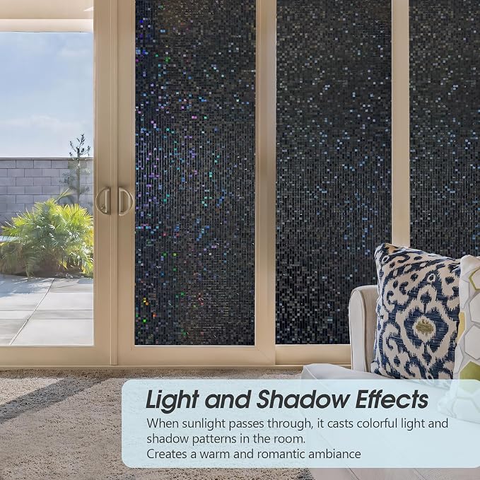 KESPEN Blackout Window Privacy Film, Mosaic Rainbow Decorative Stained Glass - Image 8