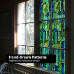 Original Hand Drawn Faux Stained Glass Window Film, Double-Sided Privacy Static - Image 4