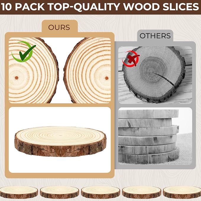 FSWCCK 10 PCS Unfinished Wood Slices - Image 6