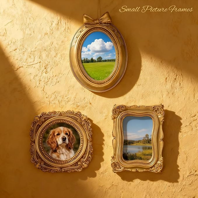 Small Picture Frames, Mini Gold Frames, Vintage Gold Frames, Table Top Decor - Image 2