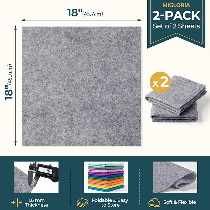 Felt Fabric Sheet 18 x 18 Inch, 1.6mm Thick | Soft and Flexible Nonwoven - Image 2