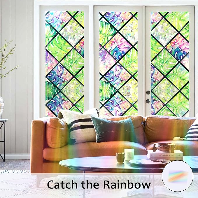 Window Privacy Film, Static Cling Stained Glass Window Film Decorative - Image 2