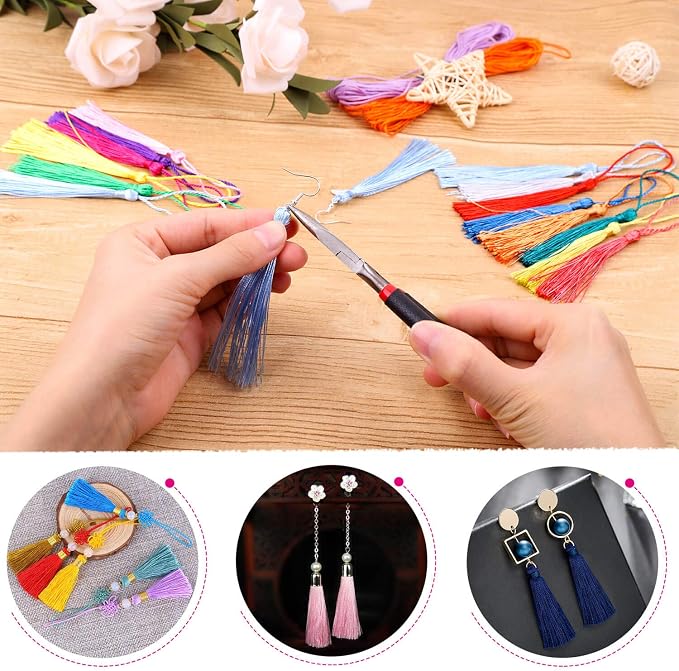 Tassels, Cridoz 120Pcs Bookmark Tassels Silky Handmade Soft Craft Mini Tassels - Image 5