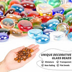1 LB Amber Flat Glass Beads, 160-180PCS Small Glass Marbles, Mini Flat Round - Image 3
