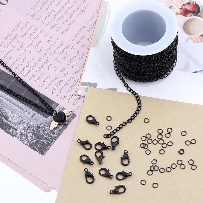 Lemonkey 33 Feet Metal Black Necklace Chains Curb Links Chains Bulk - Image 6