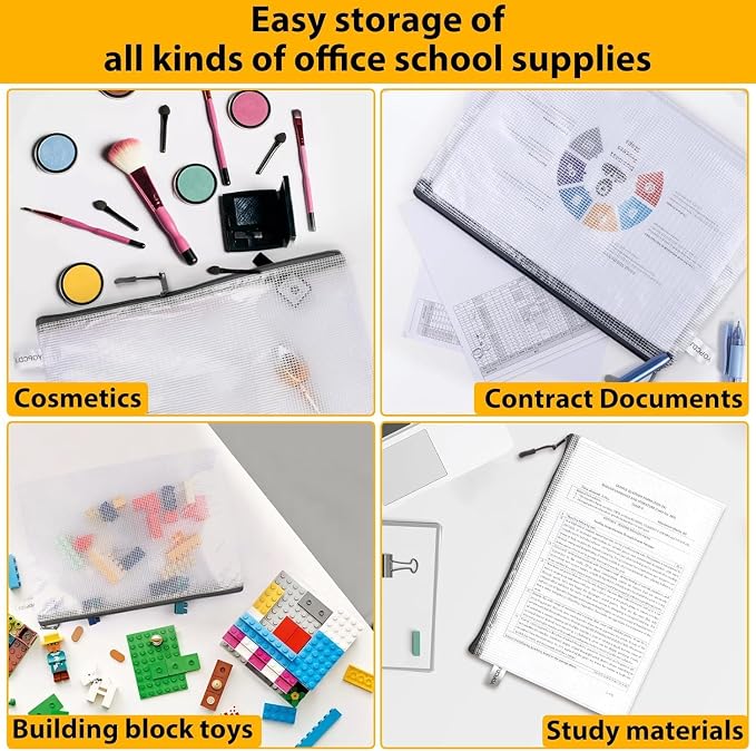 24pcs A4 Mesh Zipper Pouch File Bags, Waterproof Puzzle Bag, Board Game Storage - Image 6