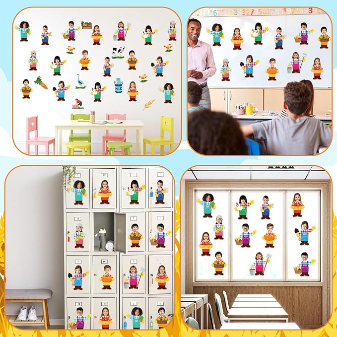 160Pcs Farm Animal Farmer Cutouts Back to School Bulletin Board Decoration Set - Image 6
