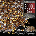5000pcs 2mm Resin Rhinestones Bulk, Mineral Gold Flatback Round Jelly - Image 2