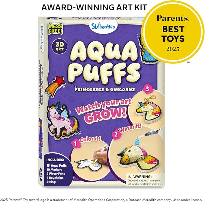 Skillmatics Aqua Puffs 3D Art Kit – Princesses & Unicorns, Mess-Free Toy | - Image 4