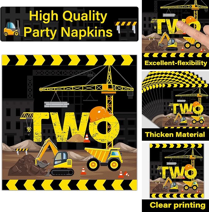 50 Guests Construction Birthday Plates and Napkins Forks Party Supplies - Image 4