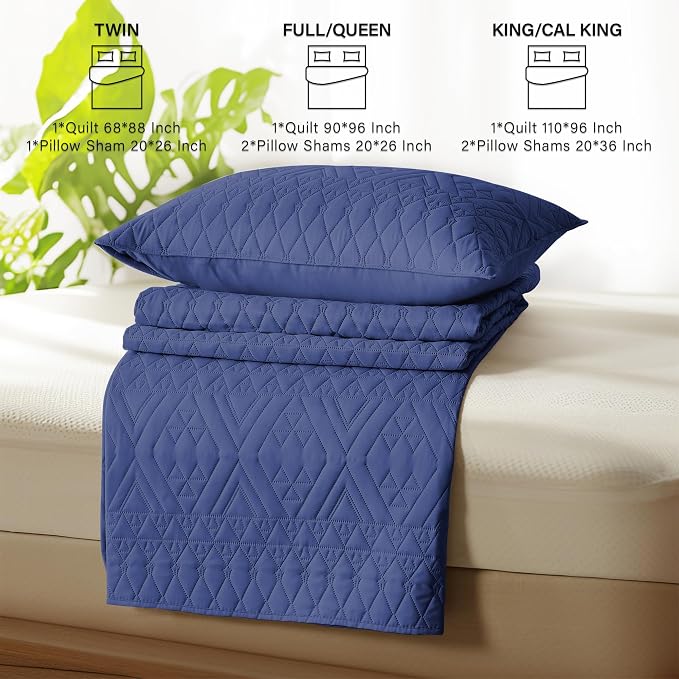 akkialla Twin Size Quilt Bedding Set, Modern Style Geoetric Pattern Coverlet Set - Image 6