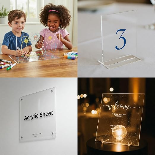 10 Pack 7"x7"x0.04" Thick Acrylic Sheets Transparent Plexiglass Panels - Image 4