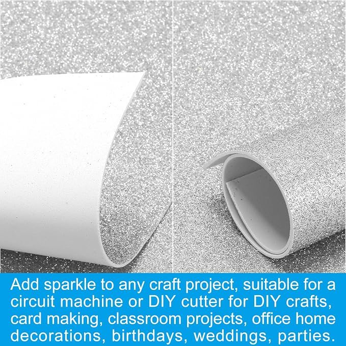 PATIKIL Silver Tone Shiny EVA Glitter Foam Sheet 11 x 8 Inch 2mm Thick - Image 5