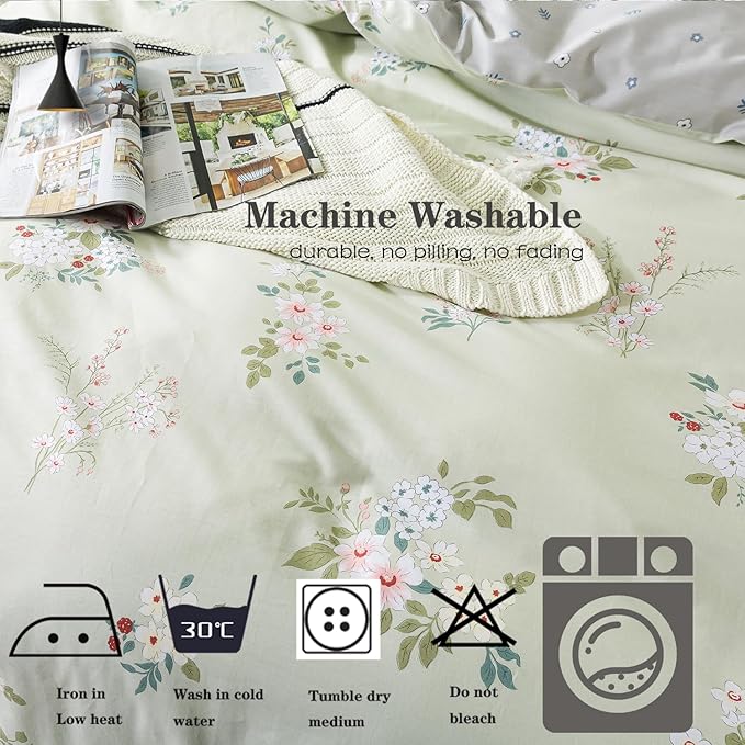 FADFAY Full Duvet Cover Set Floral Comforter Cover 100% Cotton Girls Vintage - Image 7