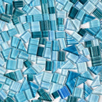 LITMIND 1.1LB Blue Mix Striped Crystal Glass Mosaic Tiles – Assorted Shapes in - Image 2