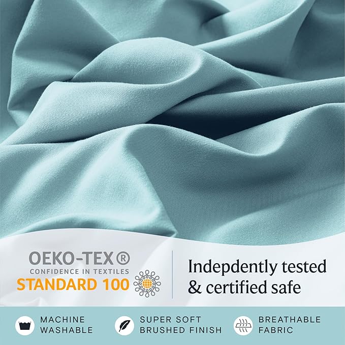 LuxClub 4 PC Queen Sheet Set, Queen Size, Deep Pockets 18" Wrinkle Free Cooling - Image 5