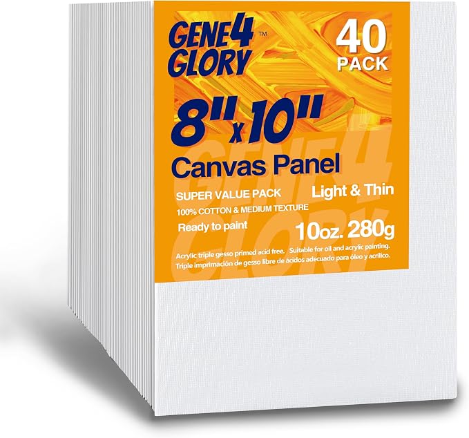 Canvases for Painting Super Value 8 x 10 inch-40 Pack, Artist Blank Canvas by GEGN4GLORY