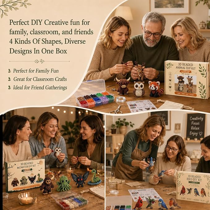 YADUO Tiny 3D Beaded Animal DIY Kit, Easy DIY Beading Embroidery Kit - Image 4