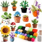 Needle Felting Kit for Beginners, 28 Colors Wool Roving DIY Succulent Plants by WESTBAY