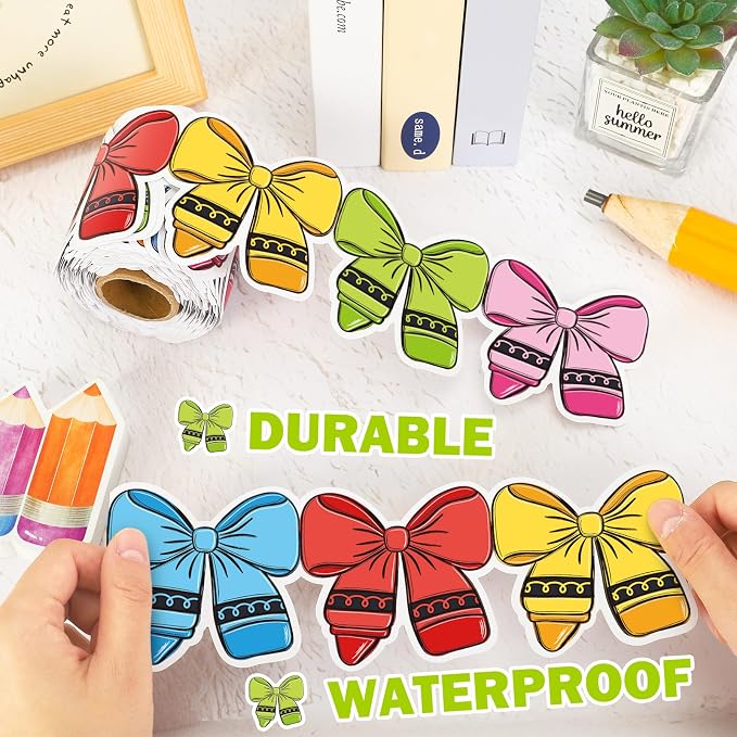 FYSUIMU 65.6 Ft Crayon Bow Bulletin Board Border Colorful Crayon Coquette - Image 3