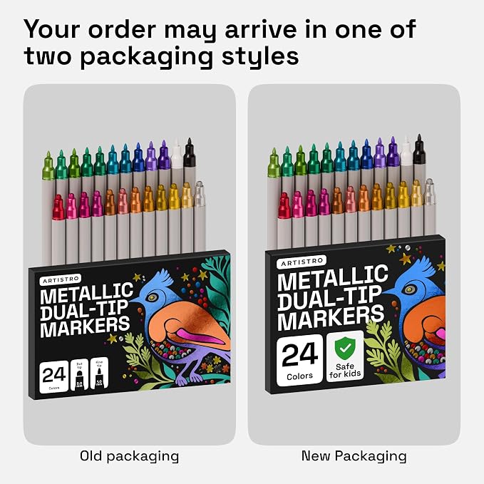 ARTISTRO 24 Metallic Dual-Tip Acrylic Paint Markers – Paint Pens Set - Image 9