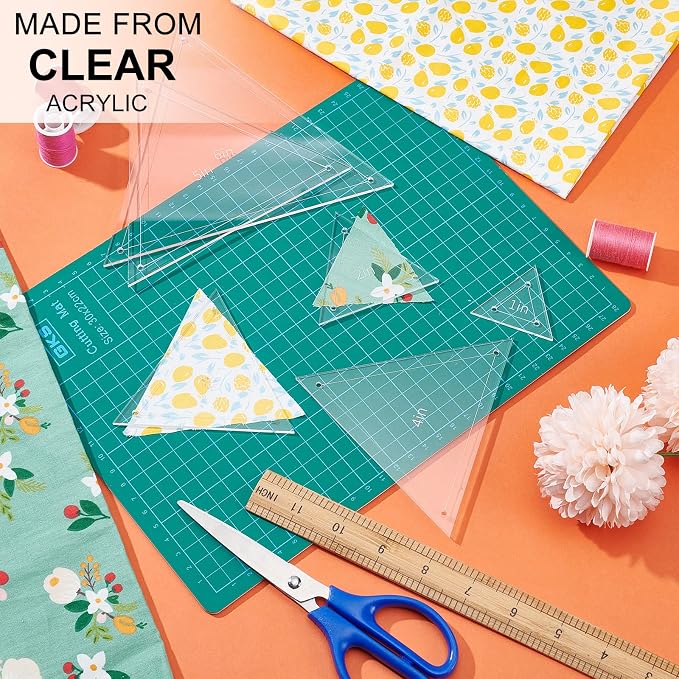 BENECREAT 6Pcs Free Motion Triangle Quilting Template Set, Acrylic Transparent - Image 6