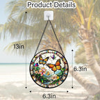 DASTOLL Stained Glass Window Hanging, Butterflies Flying in the Sky Suncatcher - Image 7